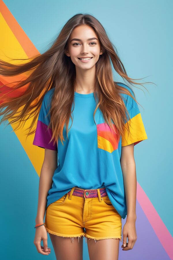 Fashion Color Block Women's T-Shirt