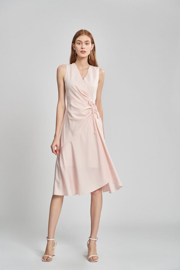 Waist Tie-Up Sheath Dress