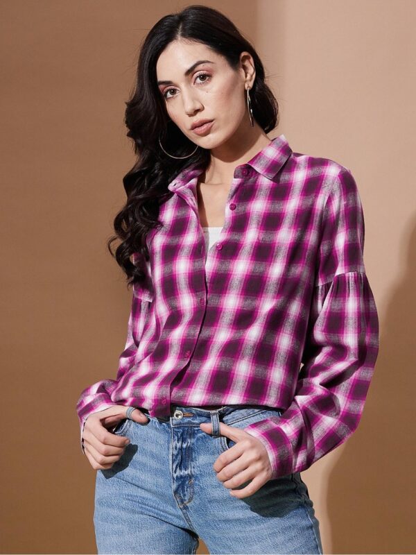 Checked Boxy Maroon Shirts